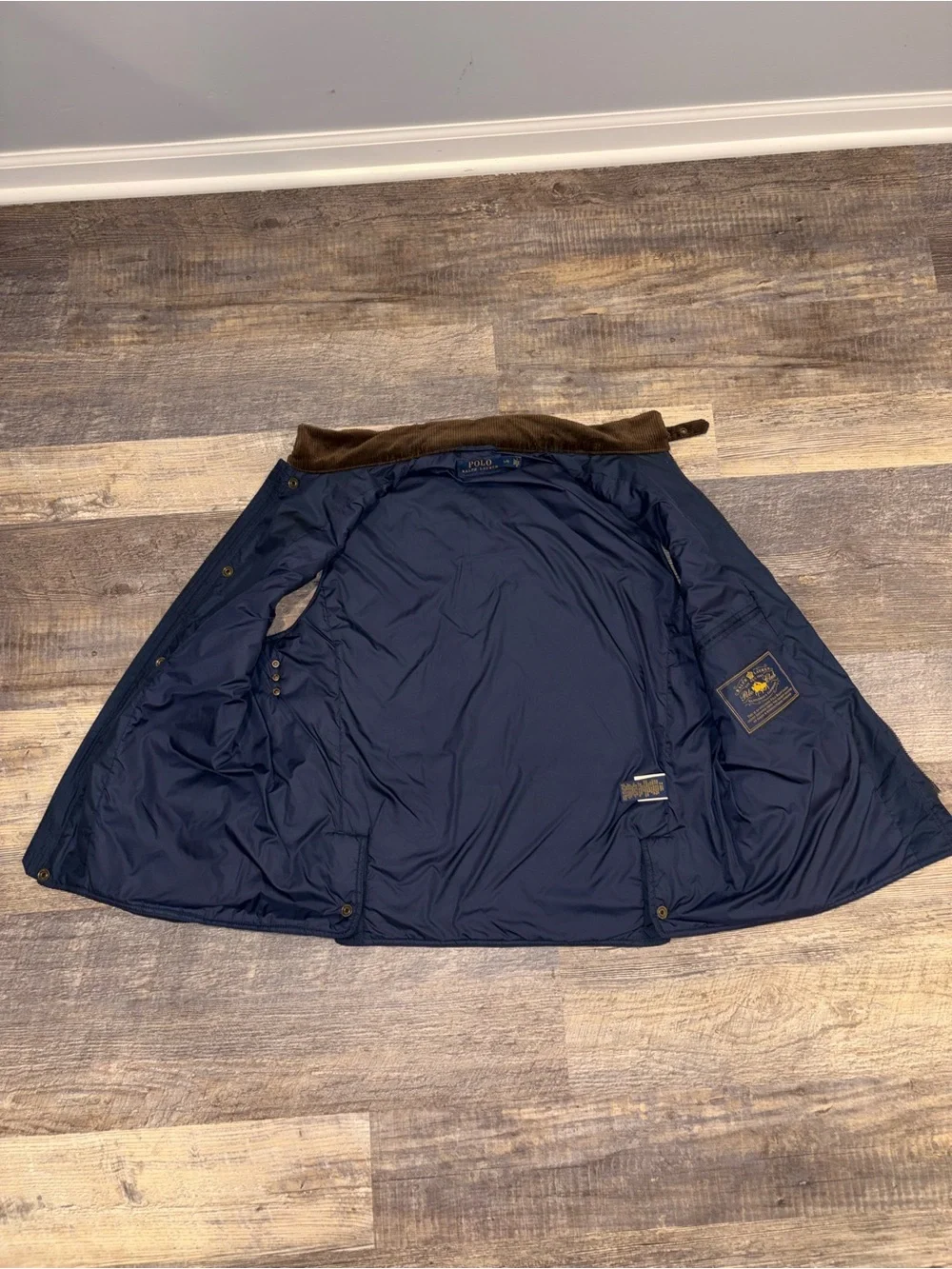 Polo Ralph Lauren Men's Diamond Quilted Vest Navy Blue Corduroy Collar